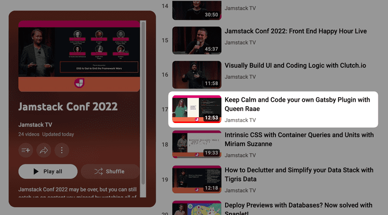 Jamstack 2022 Playlist on YouTube